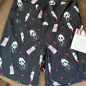 Ghostface Themed Black Athletic Shorts